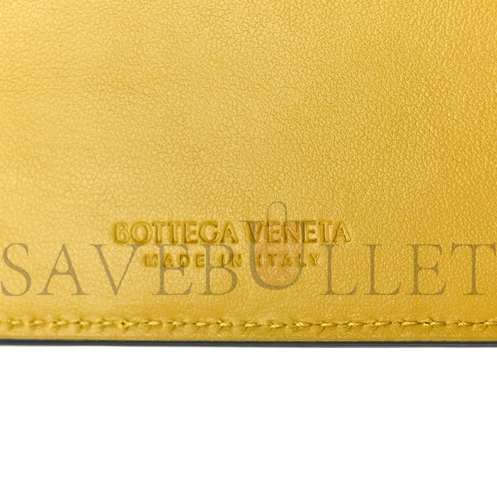 bo*te*ga Ve*ne*ta nappa intrecciato bi fold wallet denim yellow (11*9*1cm)